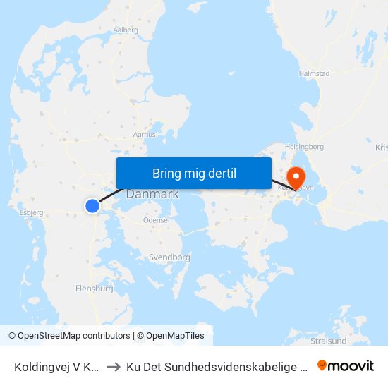 Koldingvej V Karl Ankers Vej to Ku Det Sundhedsvidenskabelige Fakultet - Panum Instituttet map