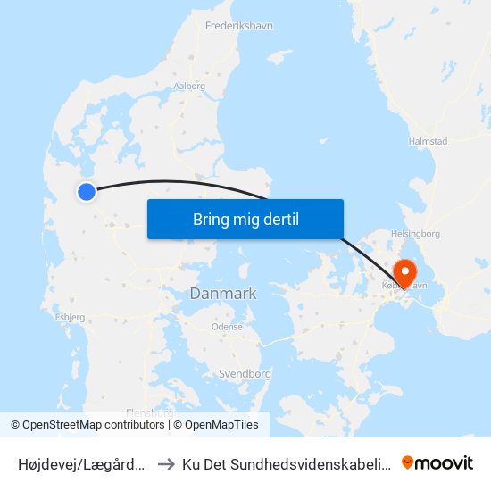 Højdevej/Lægårdvej (Holstebro Kom) to Ku Det Sundhedsvidenskabelige Fakultet - Panum Instituttet map