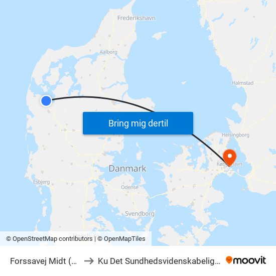 Forssavej Midt (Struer Kommune) to Ku Det Sundhedsvidenskabelige Fakultet - Panum Instituttet map