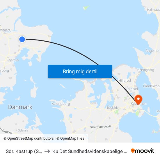 Sdr. Kastrup (Syddjurs Kom) to Ku Det Sundhedsvidenskabelige Fakultet - Panum Instituttet map