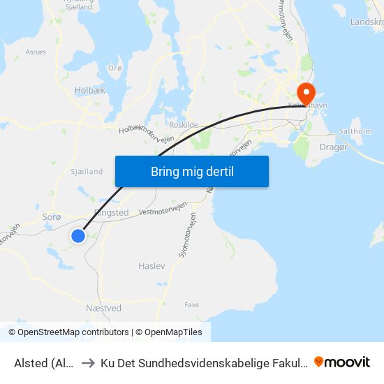 Alsted (Alstedvej) to Ku Det Sundhedsvidenskabelige Fakultet - Panum Instituttet map