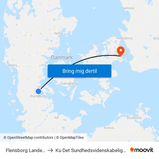 Flensborg Landevej V Søgårdhus to Ku Det Sundhedsvidenskabelige Fakultet - Panum Instituttet map