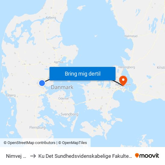 Nimvej (Vejle) to Ku Det Sundhedsvidenskabelige Fakultet - Panum Instituttet map