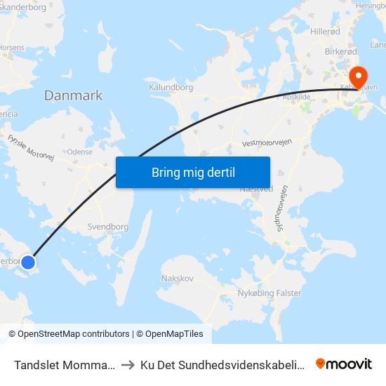 Tandslet Mommarkvej V Tandsbusk to Ku Det Sundhedsvidenskabelige Fakultet - Panum Instituttet map