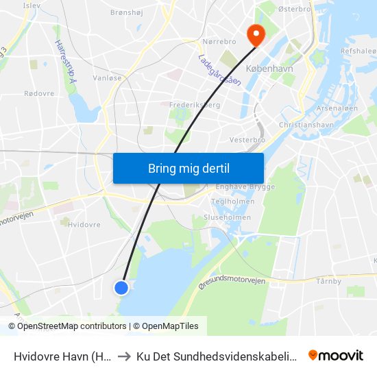 Hvidovre Havn (Hvidovre Strandvej) to Ku Det Sundhedsvidenskabelige Fakultet - Panum Instituttet map