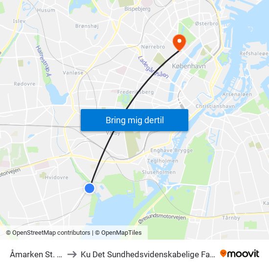 Åmarken St. (Åmarkvej) to Ku Det Sundhedsvidenskabelige Fakultet - Panum Instituttet map