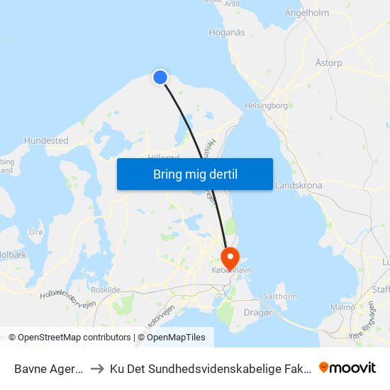 Bavne Ager (Parkvej) to Ku Det Sundhedsvidenskabelige Fakultet - Panum Instituttet map