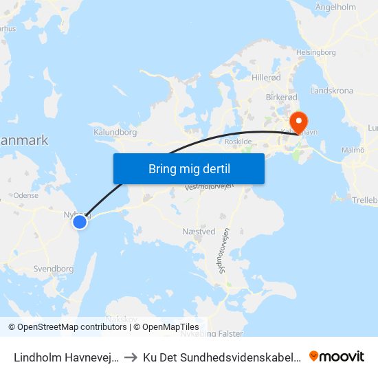 Lindholm Havnevej (Nyborg Kommune) to Ku Det Sundhedsvidenskabelige Fakultet - Panum Instituttet map