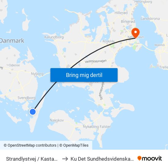 Strandlystvej / Kastanievej (Langeland Kommune) to Ku Det Sundhedsvidenskabelige Fakultet - Panum Instituttet map