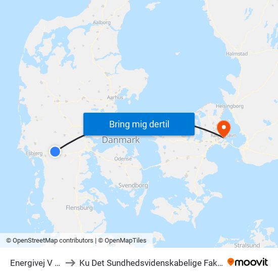 Energivej V Slagteriet to Ku Det Sundhedsvidenskabelige Fakultet - Panum Instituttet map