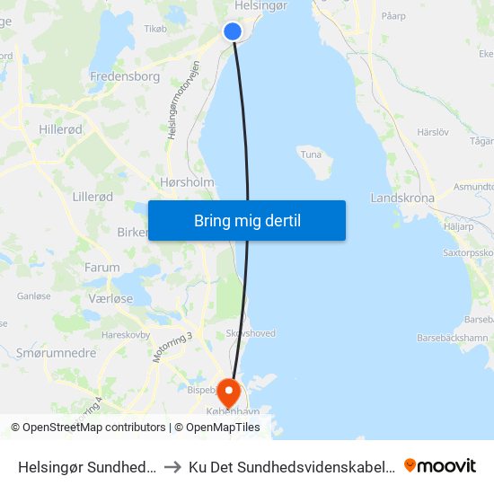 Helsingør Sundhedshus (Prøvestensvej) to Ku Det Sundhedsvidenskabelige Fakultet - Panum Instituttet map