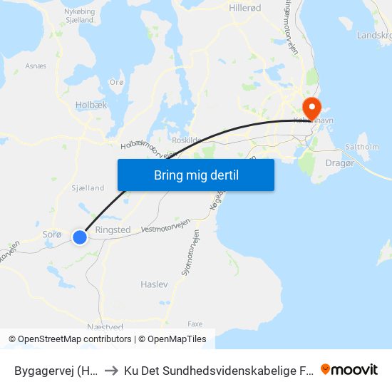 Bygagervej (Havrevænget) to Ku Det Sundhedsvidenskabelige Fakultet - Panum Instituttet map