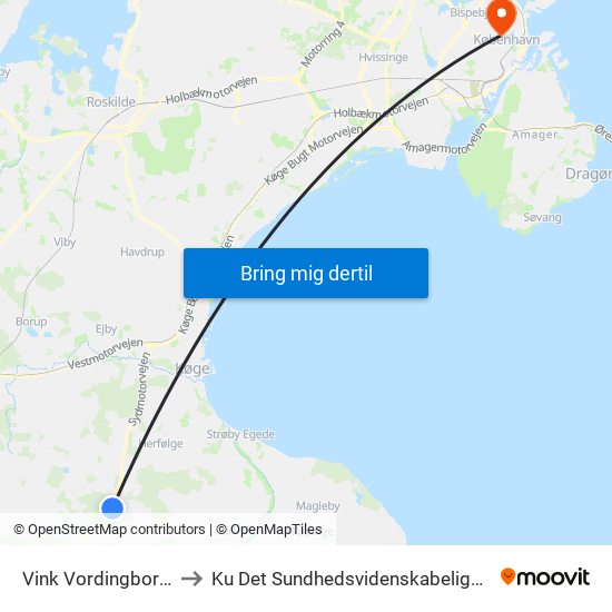 Vink Vordingborgvej (Turebyvej) to Ku Det Sundhedsvidenskabelige Fakultet - Panum Instituttet map