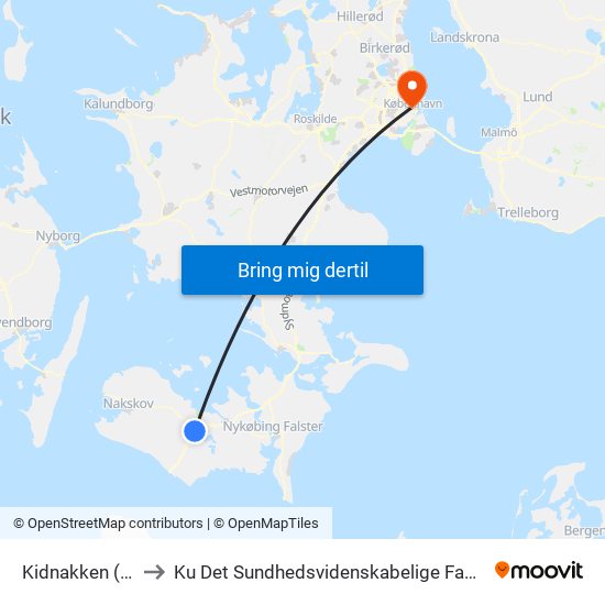 Kidnakken (Rødbyvej) to Ku Det Sundhedsvidenskabelige Fakultet - Panum Instituttet map