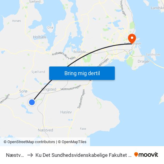 Næstvedvej to Ku Det Sundhedsvidenskabelige Fakultet - Panum Instituttet map