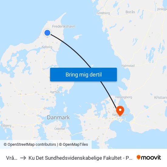 Vrå St. to Ku Det Sundhedsvidenskabelige Fakultet - Panum Instituttet map