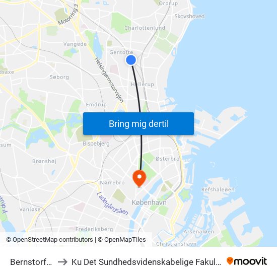 Bernstorffsvej St. to Ku Det Sundhedsvidenskabelige Fakultet - Panum Instituttet map