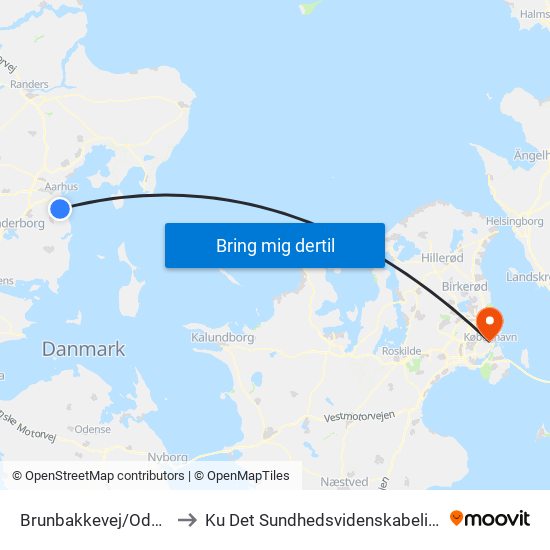 Brunbakkevej/Oddervej (Aarhus Kom) to Ku Det Sundhedsvidenskabelige Fakultet - Panum Instituttet map