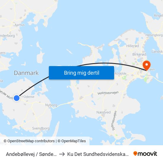 Andebøllevej / Søndersøvej (Assens Kommune) to Ku Det Sundhedsvidenskabelige Fakultet - Panum Instituttet map