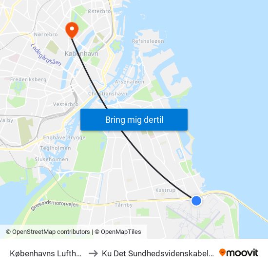 Københavns Lufthavn (Ellehammersvej) to Ku Det Sundhedsvidenskabelige Fakultet - Panum Instituttet map