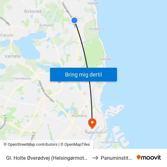 Gl. Holte Øverødvej (Helsingørmotorvejen) to Panuminstituttet map