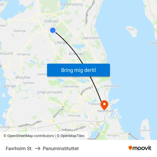 Favrholm St. to Panuminstituttet map