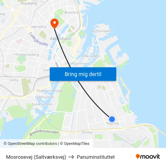 Mosrosevej (Saltværksvej) to Panuminstituttet map