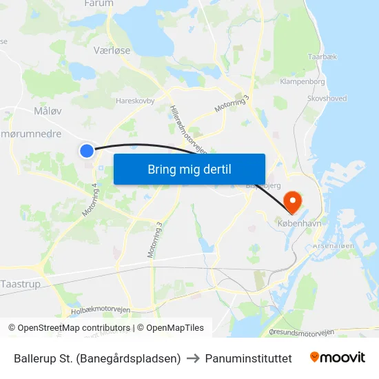 Ballerup St. (Banegårdspladsen) to Panuminstituttet map