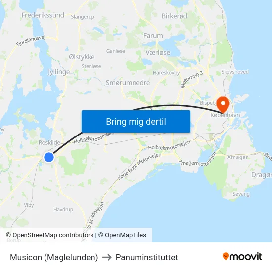 Musicon (Maglelunden) to Panuminstituttet map