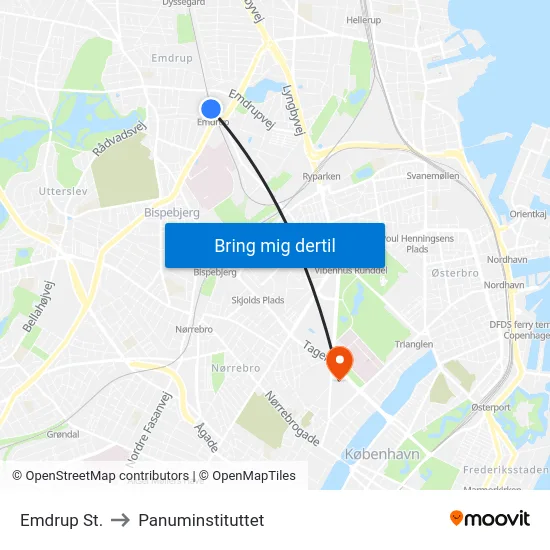 Emdrup St. to Panuminstituttet map