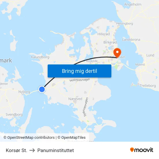 Korsør St. to Panuminstituttet map