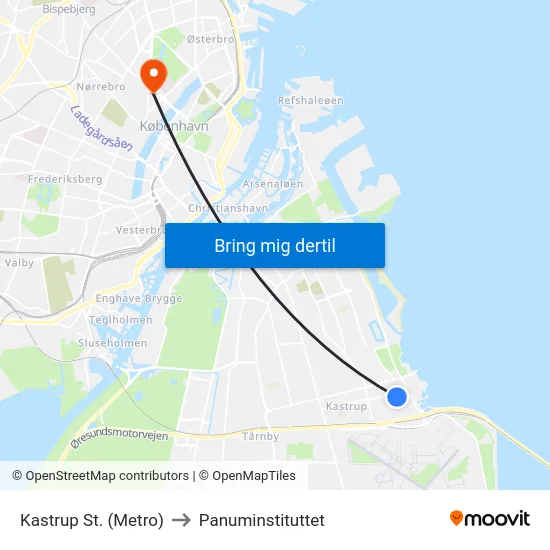 Kastrup St. (Metro) to Panuminstituttet map