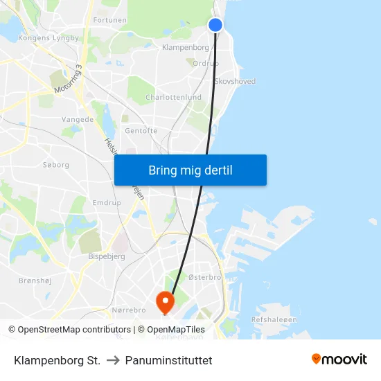 Klampenborg St. to Panuminstituttet map