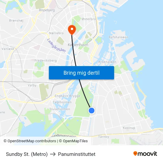 Sundby St. (Metro) to Panuminstituttet map