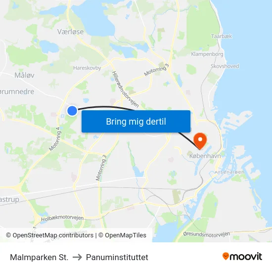Malmparken St. to Panuminstituttet map
