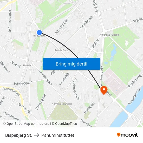 Bispebjerg St. to Panuminstituttet map