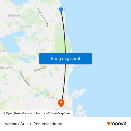 Vedbæk St. to Panuminstituttet map