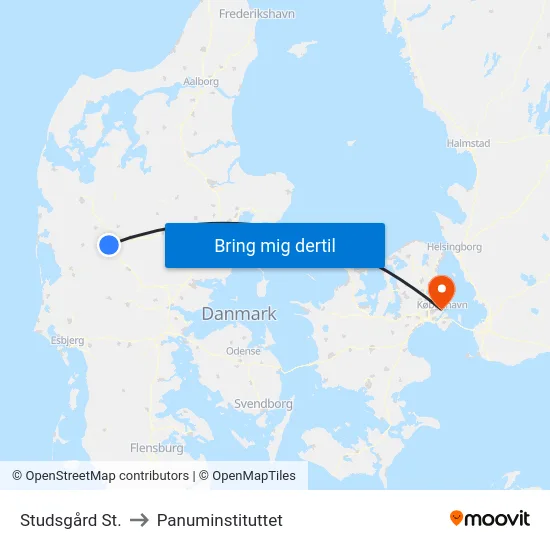Studsgård St. to Panuminstituttet map