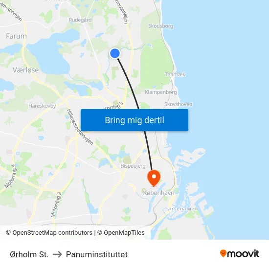Ørholm St. to Panuminstituttet map