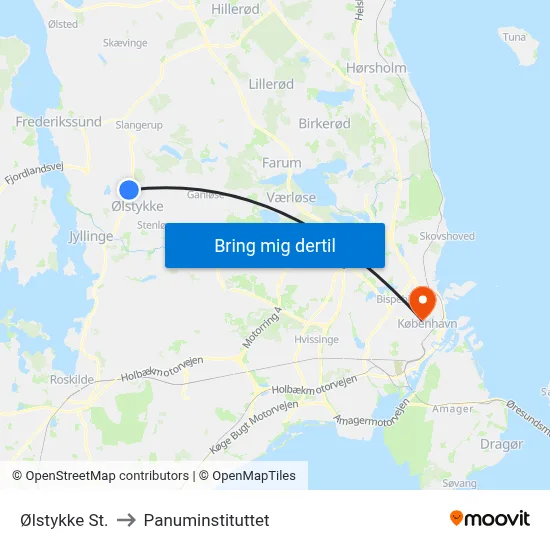 Ølstykke St. to Panuminstituttet map
