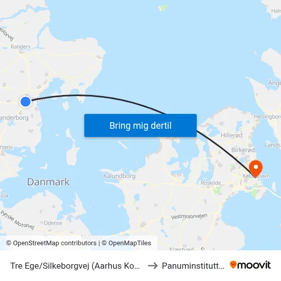 Tre Ege/Silkeborgvej (Aarhus Kom) to Panuminstituttet map