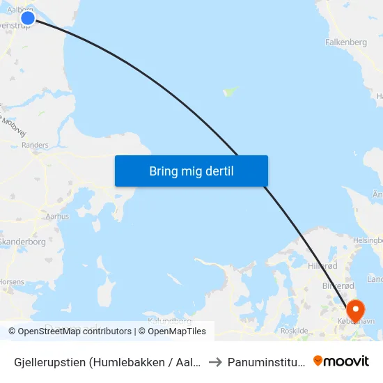Gjellerupstien (Humlebakken / Aalborg) to Panuminstituttet map