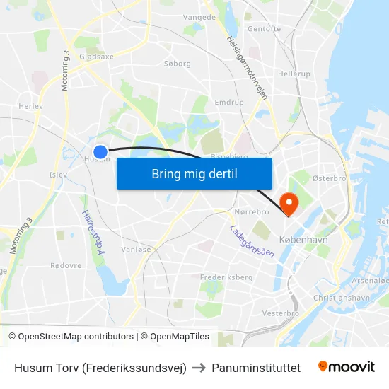 Husum Torv (Frederikssundsvej) to Panuminstituttet map