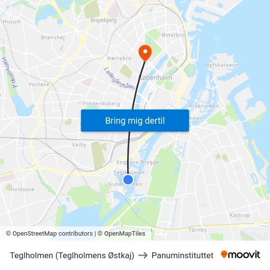 Teglholmen (Teglholmens Østkaj) to Panuminstituttet map