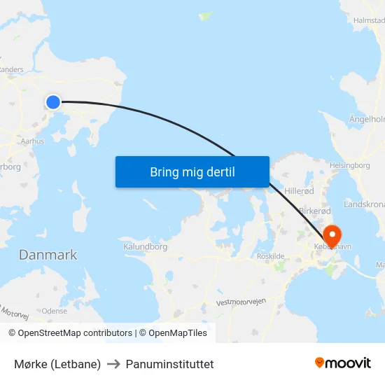 Mørke (Letbane) to Panuminstituttet map