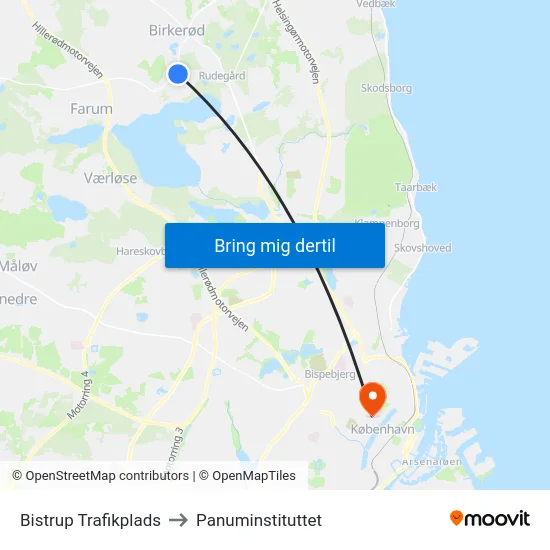 Bistrup Trafikplads to Panuminstituttet map