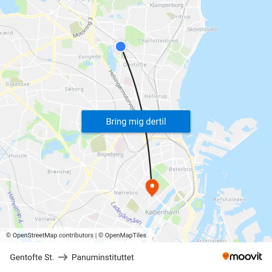 Gentofte St. to Panuminstituttet map