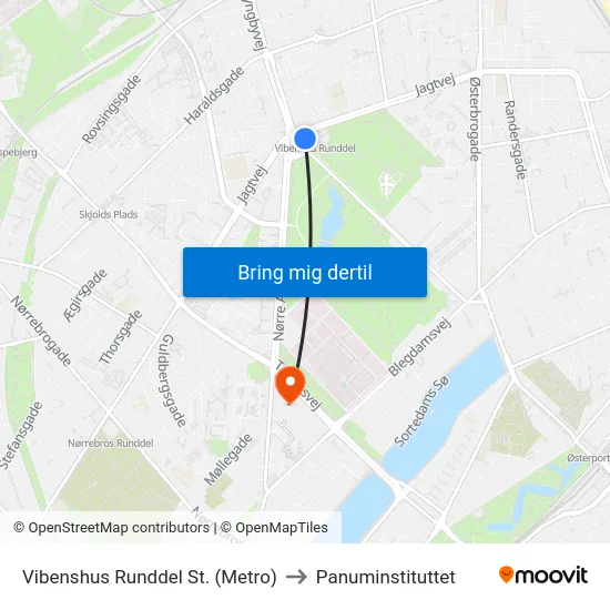 Vibenshus Runddel St. (Metro) to Panuminstituttet map