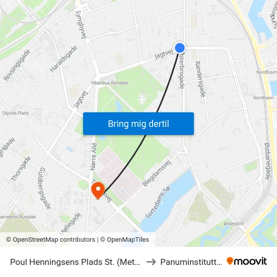 Poul Henningsens Plads St. (Metro) to Panuminstituttet map