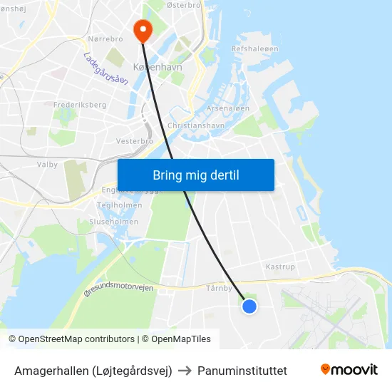 Amagerhallen (Løjtegårdsvej) to Panuminstituttet map